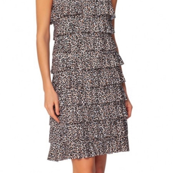 ISLE BY MELIS KAZAN Animal Print Ruffle Midi Dress. Size XS NWT - Picture 2 of 15